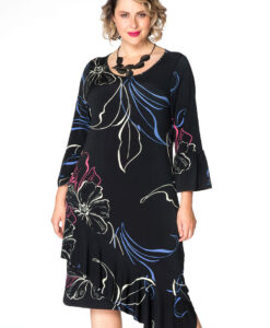 Yoek Jurk met ruchesN | Zwart | Maat XL
