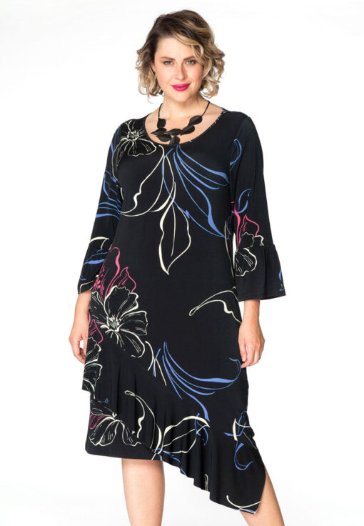 Yoek Jurk met ruchesN | Zwart | Maat XL