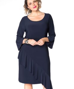 Yoek Jurk met ruches | Blauw | Maat Plus