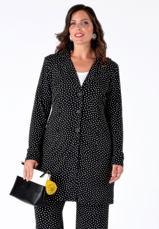 Yoek Lange blazer DOTS | Zwart | Maat XL
