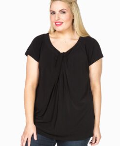 Yoek Shirt wide drape neck | Zwart | Maat L