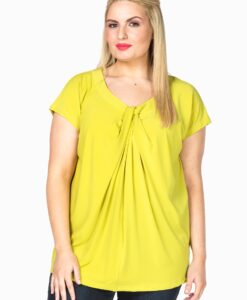 Yoek Shirt wide drape neck | Groen | Maat XL