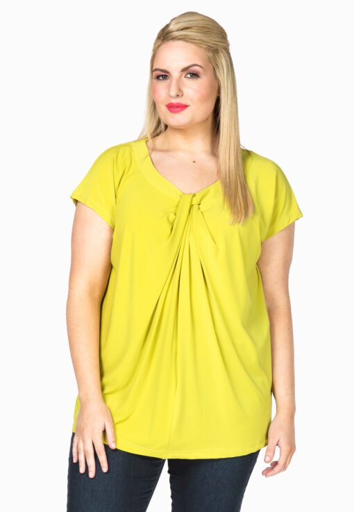 Yoek Shirt wide drape neck | Groen | Maat XL