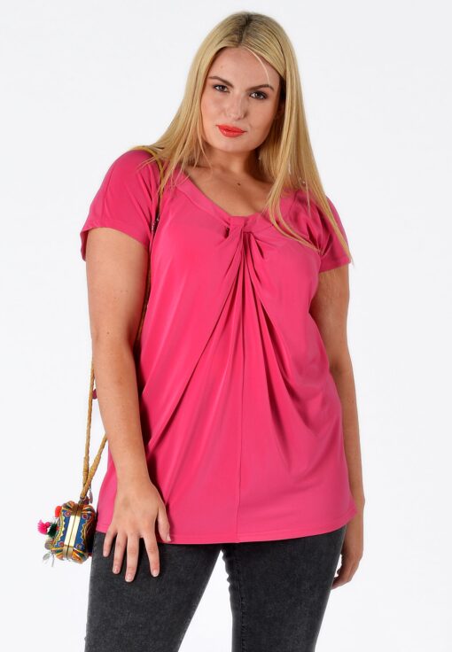 Yoek Shirt wide drape neck | Roze | Maat Plus