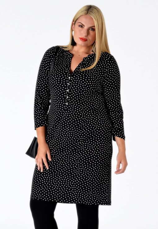 Yoek Shirt met knopen DOTS | Zwart | Maat XXL
