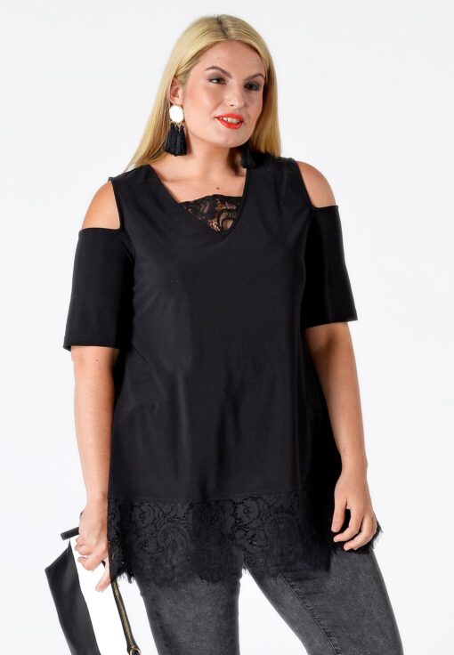 Yoek Tunic flare | Zwart | Maat XXL