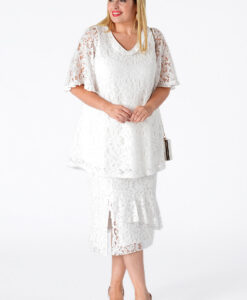 Yoek Skirt ruffled | Wit | Maat XXL