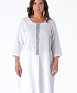 Yoek Jurk met strass | Wit | Maat Plus