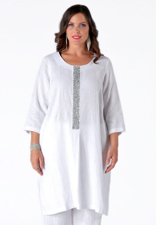 Yoek Jurk met strass | Wit | Maat Plus