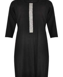 Yoek Jurk met strass | Zwart | Maat XXL
