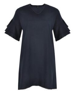 Yoek Jurk met volantmouwen | Blauw | Maat XXL