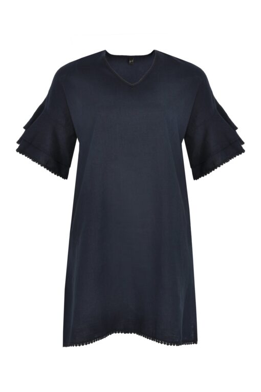 Yoek Jurk met volantmouwen | Blauw | Maat XXL