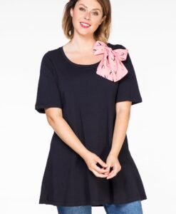 Yoek Tunic flare scarf flamingo | Blauw | Maat XXL