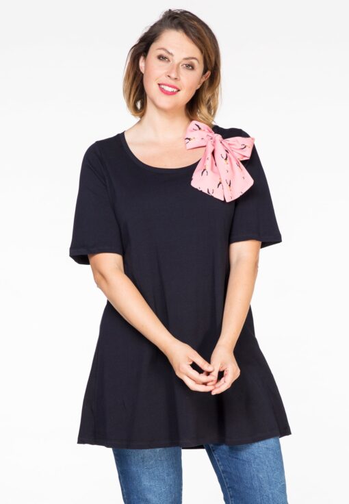 Yoek Tunic flare scarf flamingo | Blauw | Maat XXL