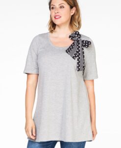 Yoek Tuniek flare strik dots | Grijs | Maat XXL