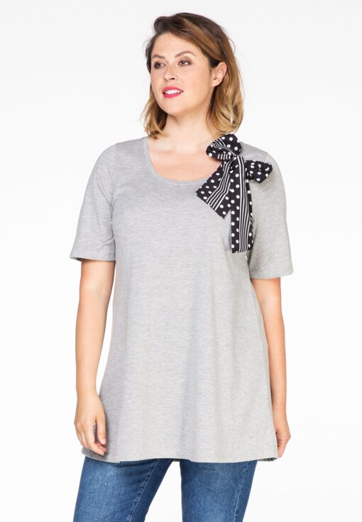 Yoek Tuniek flare strik dots | Grijs | Maat XXL