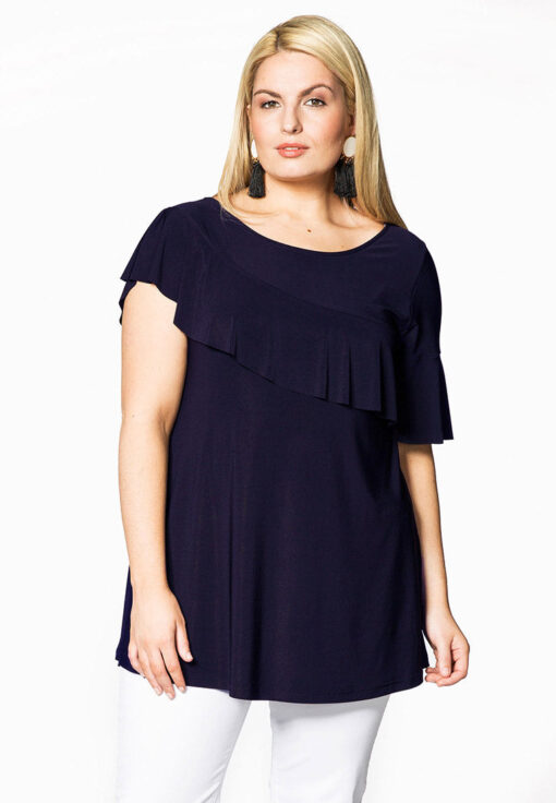 Yoek Tuniek flare volant | Blauw | Maat Plus