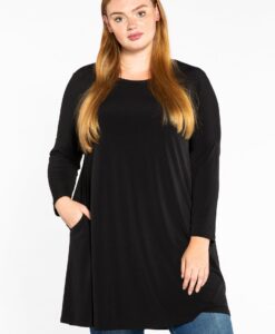 Yoek Tunic puckered shoulders | Zwart | Maat 54/56