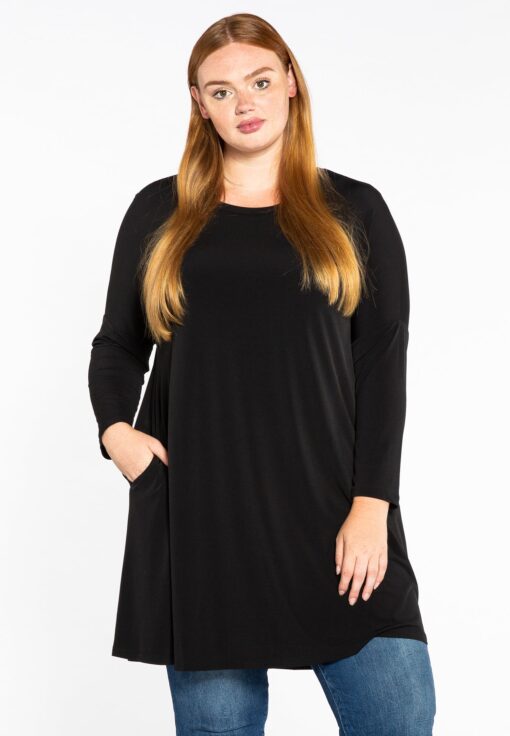 Yoek Tunic puckered shoulders | Zwart | Maat 54/56
