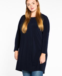 Yoek Tunic puckered shoulders | Blauw | Maat 54/56