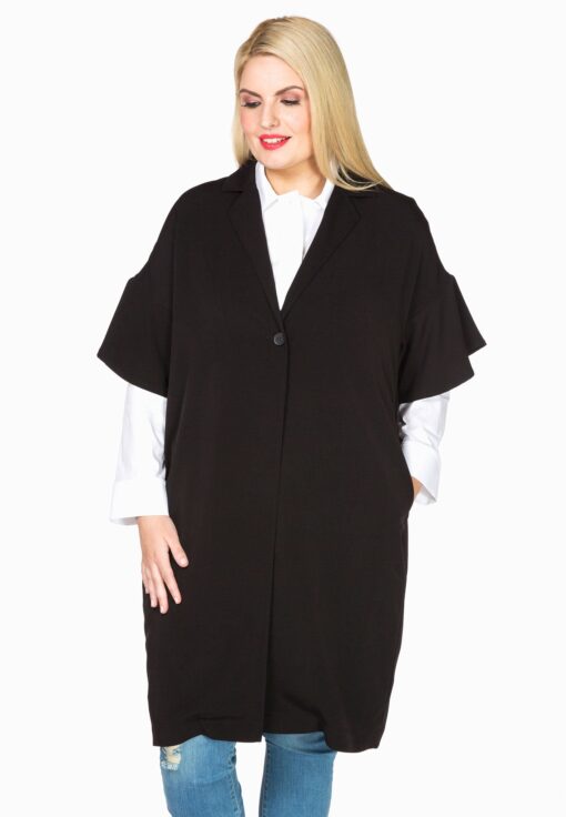 Yoek Jacket frill sleeve | Zwart | Maat 50/52