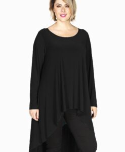 Yoek Tunic longer back | Zwart | Maat 46/48