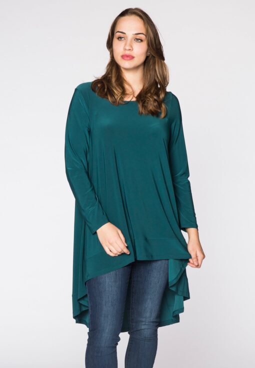 Yoek Tunic longer back | Groen | Maat 54/56