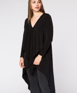 Yoek Tunic pointy layer | Zwart | Maat 58/60