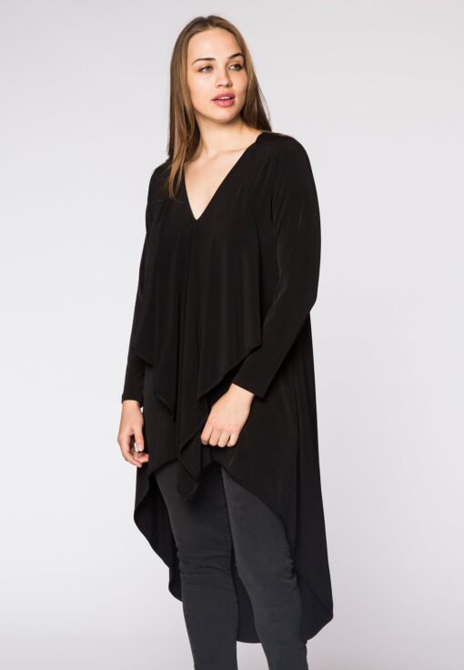 Yoek Tunic pointy layer | Zwart | Maat 58/60