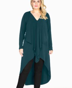 Yoek Tunic pointy layer | Groen | Maat 54/56