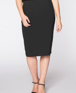 Yoek Skirt zip midback crèpe | Zwart | Maat 46/48