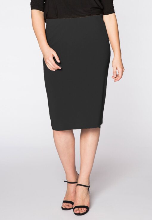Yoek Skirt zip midback crèpe | Zwart | Maat 46/48