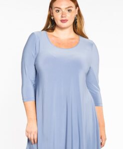 Yoek Tunic wide bot 3/4sl | Blauw | Maat Plus