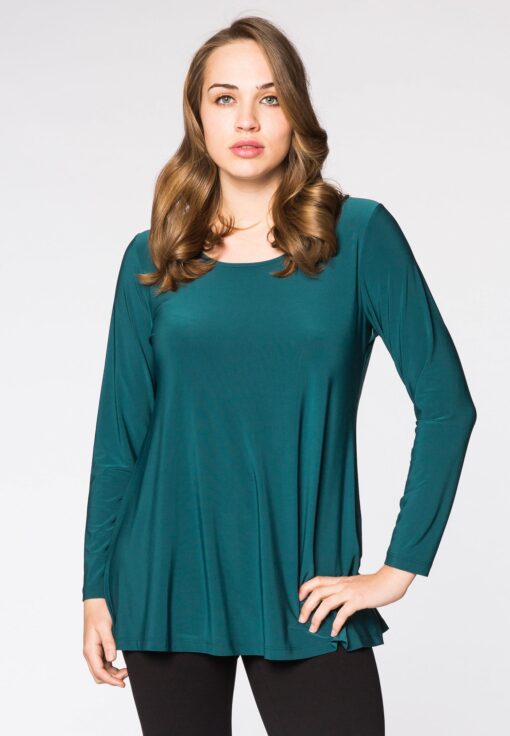 Yoek Shirt flare long sl | Groen | Maat Plus