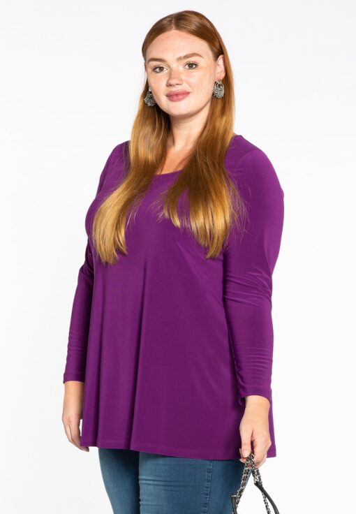 Yoek Shirt flare long sl | Paars | Maat XXL