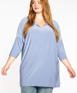 Yoek Tunic wide slit 3/4 sleeve | Blauw | Maat XXL