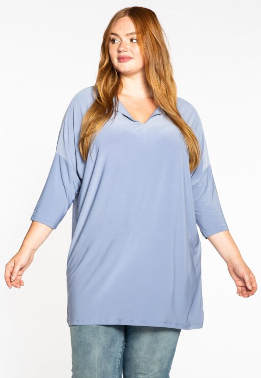 Yoek Tunic wide slit 3/4 sleeve | Blauw | Maat XXL