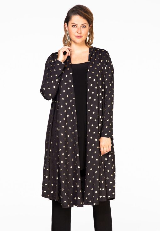 Yoek Lang vest GOLD DOTS | Zwart | Maat Plus