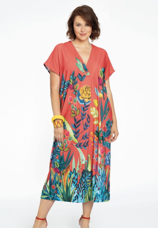 Yoek Wijde jurk GISELLE | Rood | Maat 58/60