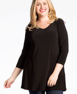 Yoek Tuniek flare v-hals | Zwart | Maat L