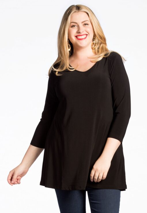 Yoek Tuniek flare v-hals | Zwart | Maat L