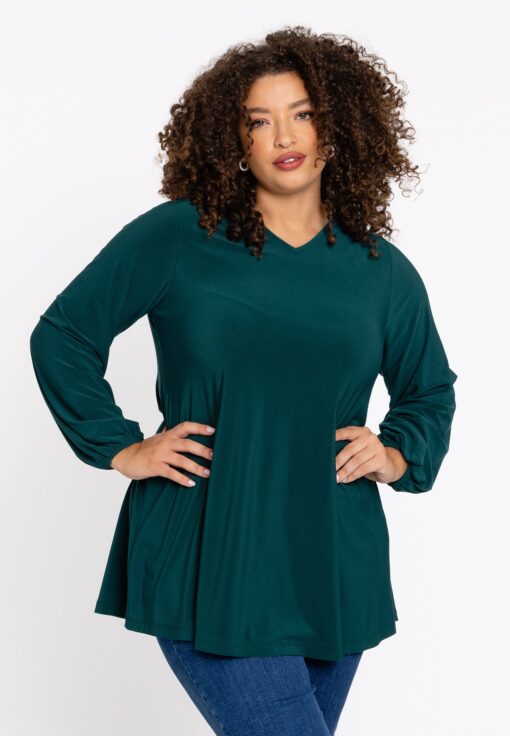 Yoek Tuniek wide bottom V-hals | Dark Green | Maat 50/52