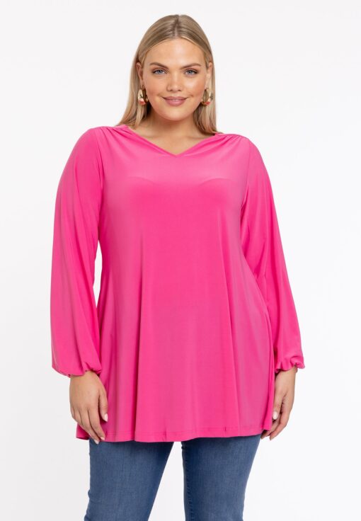 Yoek Tuniek wide bottom V-hals | Roze | Maat 38/40