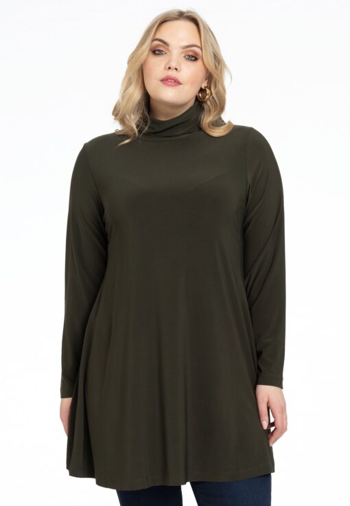 Yoek Tuniek met col wide bottom | Dark Green | Maat 46/48