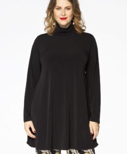 Yoek Tuniek met col wide bottom | Zwart | Maat 46/48