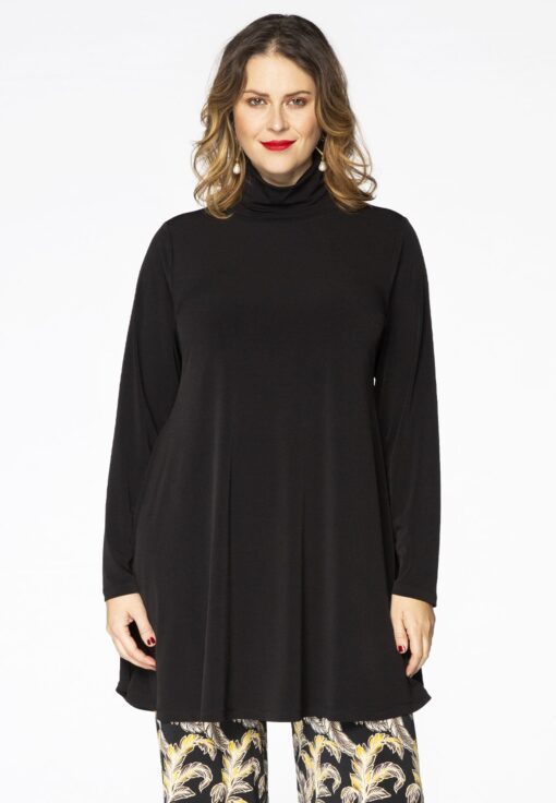 Yoek Tuniek met col wide bottom | Zwart | Maat 46/48