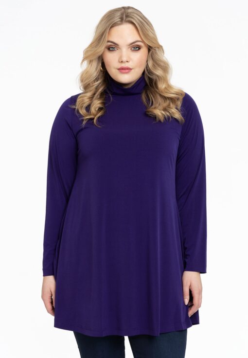Yoek Tuniek met col wide bottom | Paars | Maat 50/52