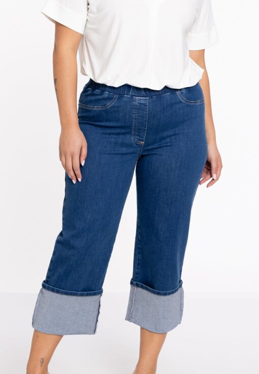 Yoek Jeans cropped met omslag | Indigo | Maat 42/44