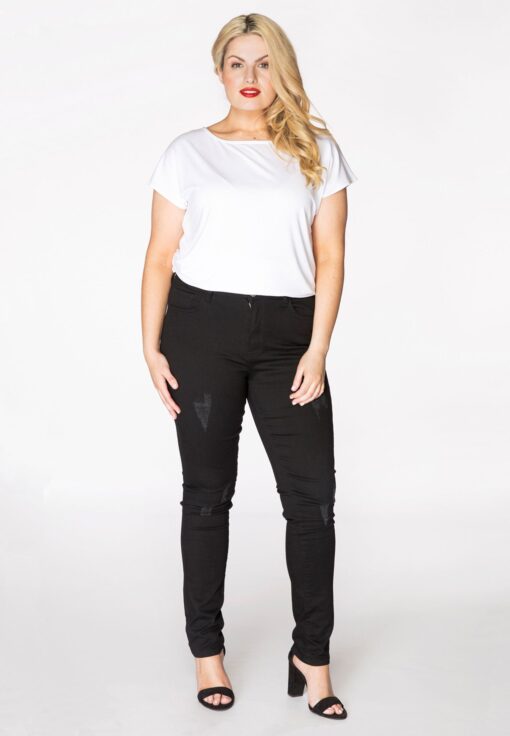 Yoek Jeans destroyed | Zwart | Maat 48