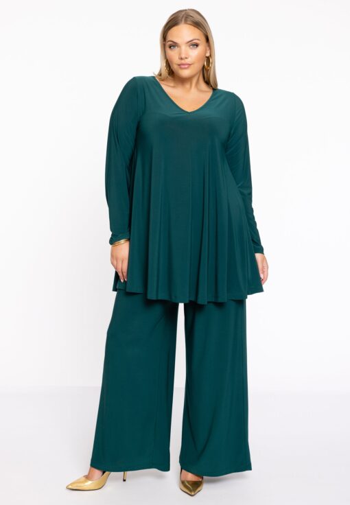 Yoek Extra wijde broek | Dark Green | Maat 50/52
